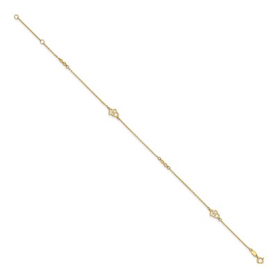 14K Yellow Gold Double Hearts Infinity Anklet – view 3