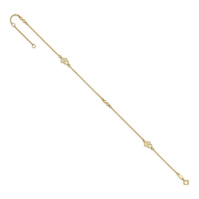 14K Yellow Gold Double Hearts Infinity Anklet – view 6
