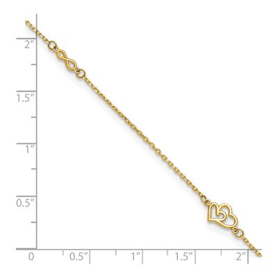 14K Yellow Gold Double Hearts Infinity Anklet – view 7