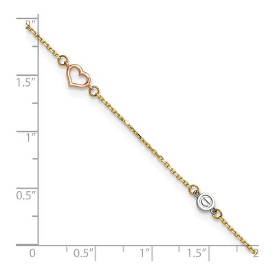 14K Tri-Color Gold Hearts Circles Anklet – view 7