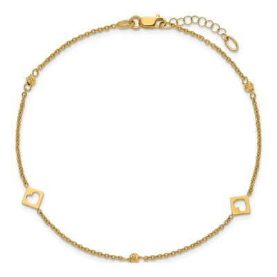 14K Yellow Gold Cut-Out Heart Anklet – view 5