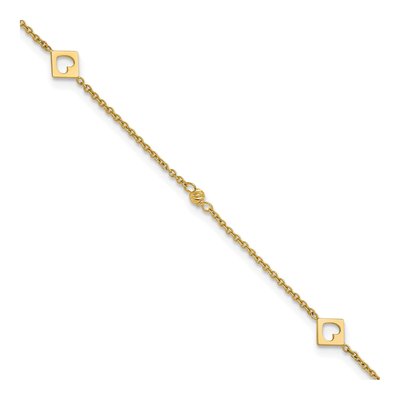 14K Yellow Gold Cut-Out Heart Anklet