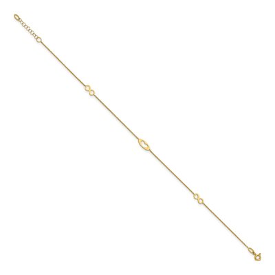 14K Yellow Gold Infinity Heart Anklet – view 2