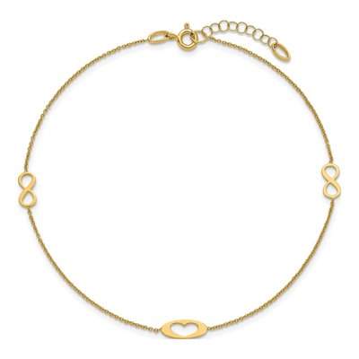 14K Yellow Gold Infinity Heart Anklet – view 4