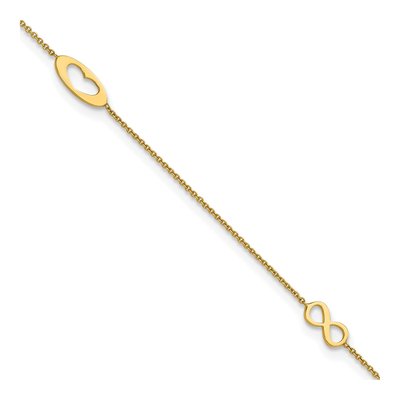 14K Yellow Gold Infinity Heart Anklet