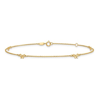 14K Yellow Gold Bow Station Anklet – view 4