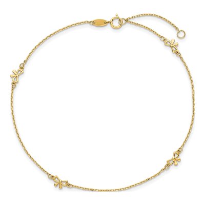 14K Yellow Gold Bow Station Anklet – view 5