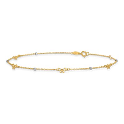 14K Two-Tone Gold Bows Anklet – view 4