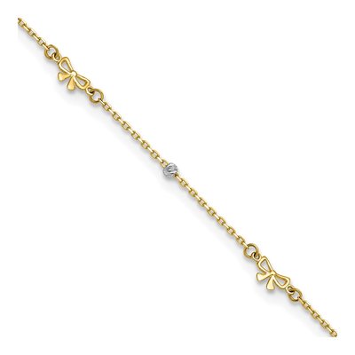 14K Two-Tone Gold Bows Anklet