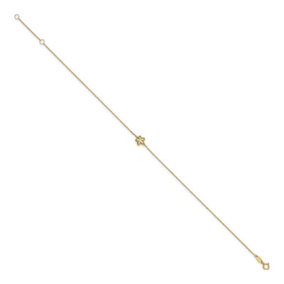 14K Yellow Gold Mother of Pearl Flower Anklet – view 2