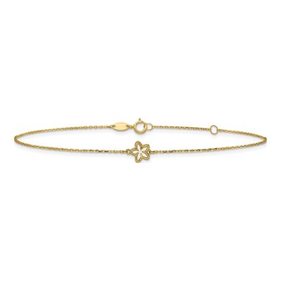 14K Yellow Gold Mother of Pearl Flower Anklet – view 3