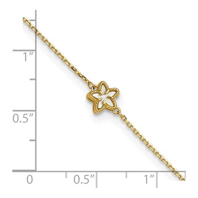 14K Yellow Gold Mother of Pearl Flower Anklet – view 5