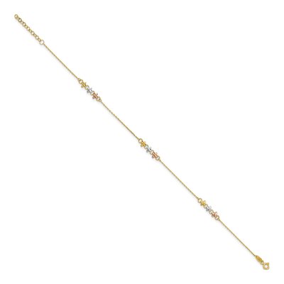 14K Two-Tone Gold Flower Station Anklet – view 3