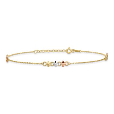 14K Two-Tone Gold Flower Station Anklet – view 4
