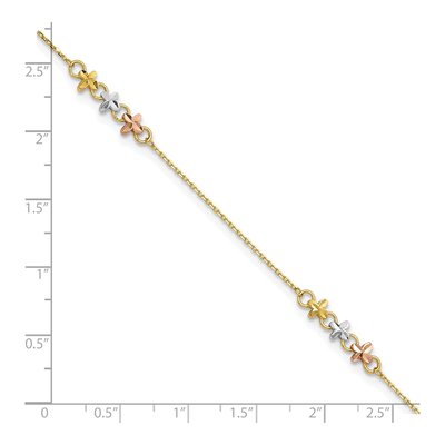 14K Two-Tone Gold Flower Station Anklet – view 7