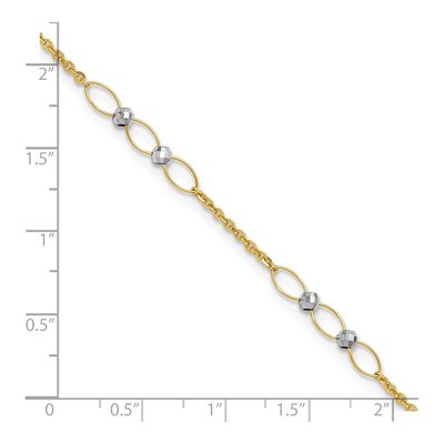 14K Two-Tone Gold 3.7mm Diamond-Cut Mirror Oval Anklet – view 7