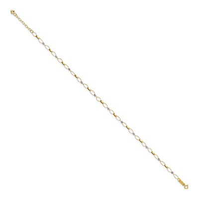 14K Two-Tone Gold 3.4mm Diamond-Cut Twisted Link Mirror Anklet – view 3