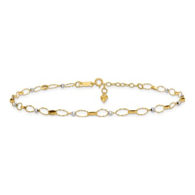 14K Two-Tone Gold 3.4mm Diamond-Cut Twisted Link Mirror Anklet – view 4