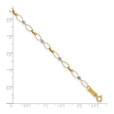 14K Two-Tone Gold 3.4mm Diamond-Cut Twisted Link Mirror Anklet – view 7