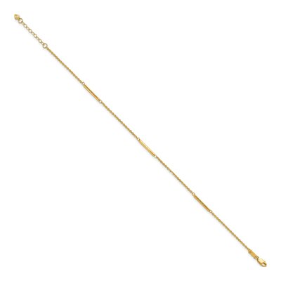 14K Yellow Gold Cable Bar 3-Station Plus Total Anklet – view 3