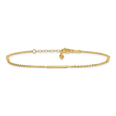 14K Yellow Gold Cable Bar 3-Station Plus Total Anklet – view 4