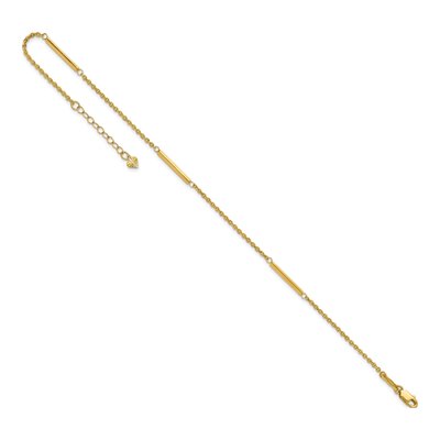 14K Yellow Gold Cable Bar 3-Station Plus Total Anklet – view 6