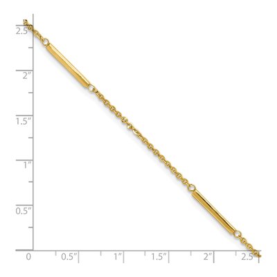 14K Yellow Gold Cable Bar 3-Station Plus Total Anklet – view 7