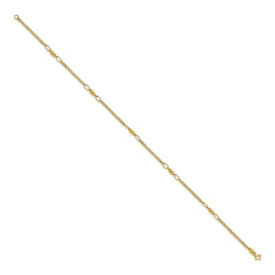 14K Yellow Gold 3mm Beaded Anklet – view 3
