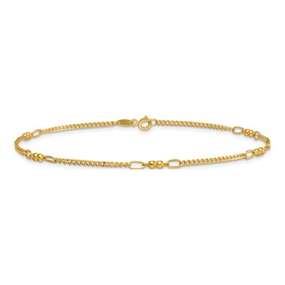 14K Yellow Gold 3mm Beaded Anklet – view 4
