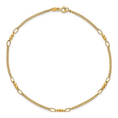 14K Yellow Gold 3mm Beaded Anklet – view 5