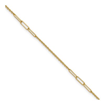14K Yellow Gold 3.6mm Paper Clip Cable Link Anklet