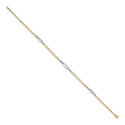 14K Two-Tone Gold 4.2mm Diamond-Cut Diamond-Cut 3-Station Plus Total Anklet – view 3