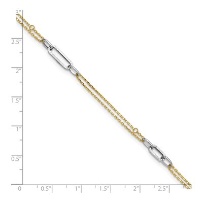 14K Two-Tone Gold 4.2mm Diamond-Cut Diamond-Cut 3-Station Plus Total Anklet – view 7
