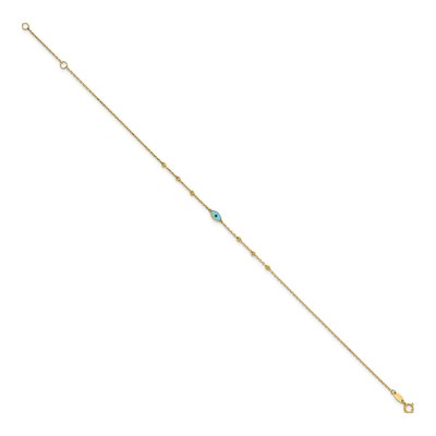 14K Yellow Gold Evil Eye Station Anklet – view 3