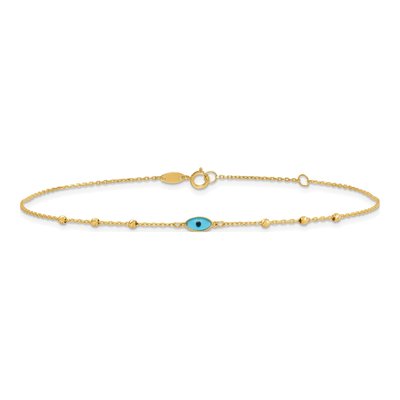 14K Yellow Gold Evil Eye Station Anklet – view 4
