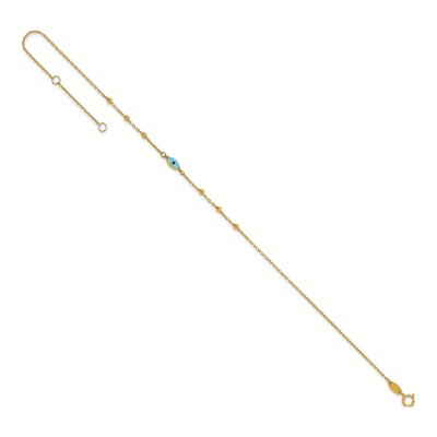 14K Yellow Gold Evil Eye Station Anklet – view 6
