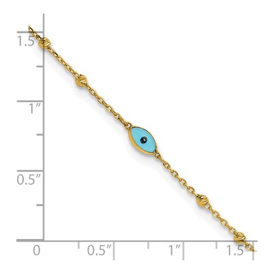 14K Yellow Gold Evil Eye Station Anklet – view 7