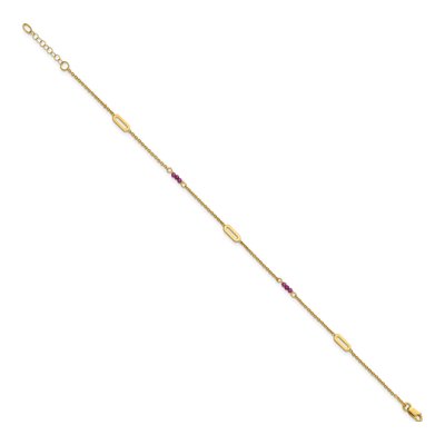 14K Yellow Gold Red Corundum Anklet – view 3