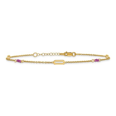 14K Yellow Gold Red Corundum Anklet – view 4