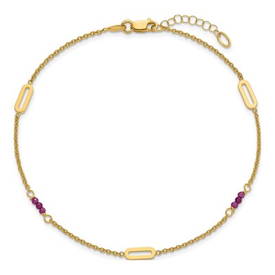 14K Yellow Gold Red Corundum Anklet – view 5