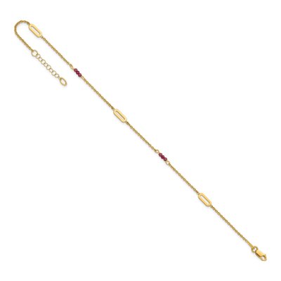 14K Yellow Gold Red Corundum Anklet – view 6