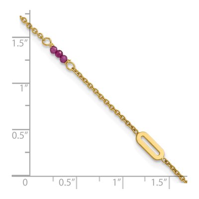 14K Yellow Gold Red Corundum Anklet – view 7