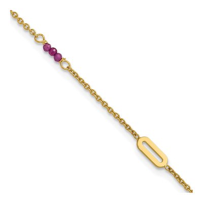 14K Yellow Gold Red Corundum Anklet