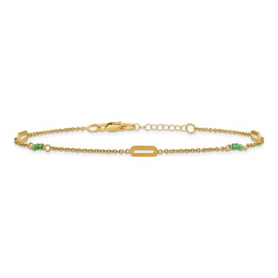 14K Yellow Gold Green Zircon Anklet – view 4