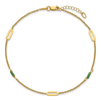14K Yellow Gold Green Zircon Anklet – view 5
