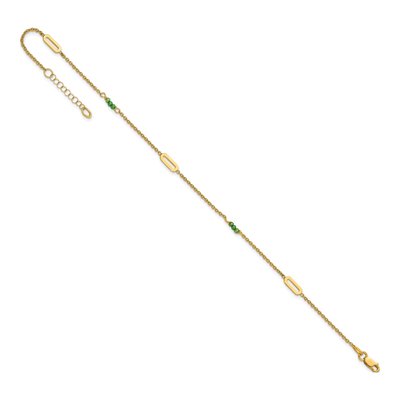 14K Yellow Gold Green Zircon Anklet – view 6