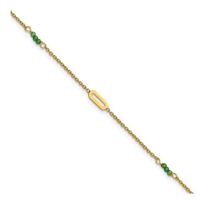 14K Yellow Gold Green Zircon Anklet