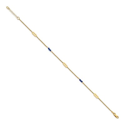 14K Yellow Gold Blue Spinel Anklet – view 3