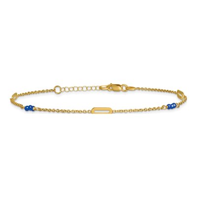 14K Yellow Gold Blue Spinel Anklet – view 4