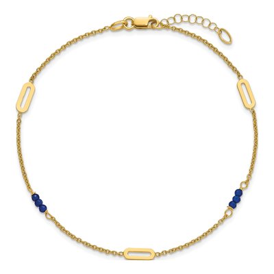 14K Yellow Gold Blue Spinel Anklet – view 5
